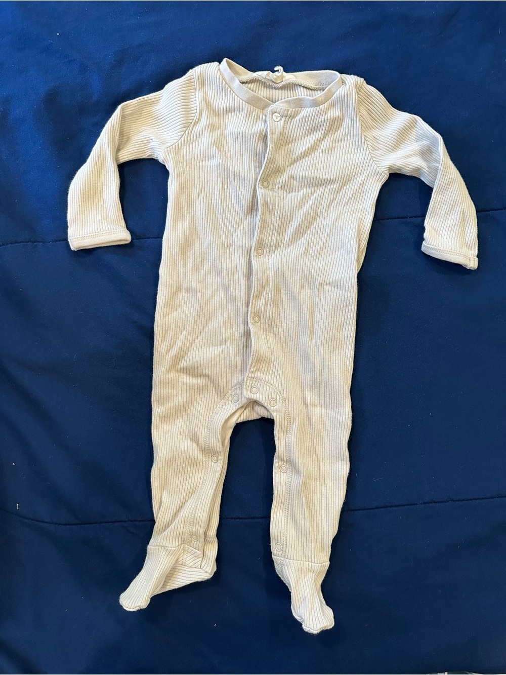 Soft Ribbed Footed One-Piece in Cream — Baby Long-Sleeve Romper